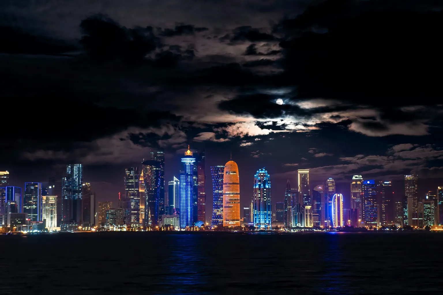 The Doha skyline at night